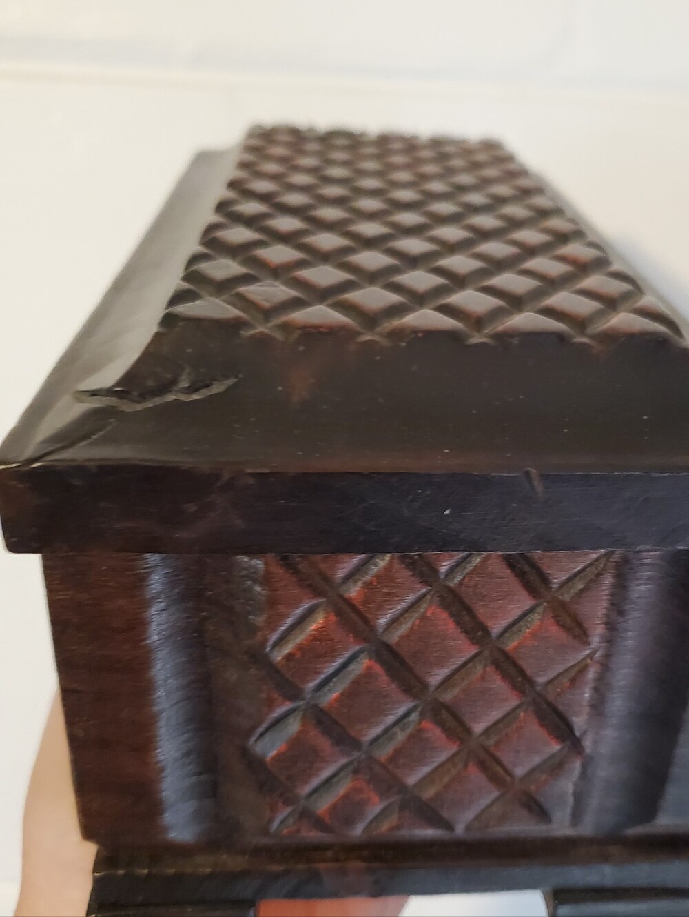 Vintage Handcrafted Spain Brown Wooden Jewelry Box - Decorative Home Accent - Picture 12 of 16
